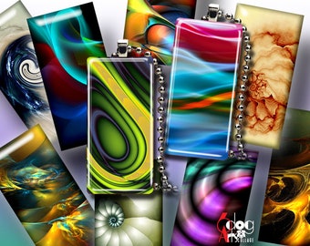 Folhas de colagem digital abstratas para download imprimível para artesanato de pingentes de dominó - Retângulos de 1"x2", 19 x 38 mm, 15 x 30 mm, 14 x 24 mm e 10 x 22 mm JC-167