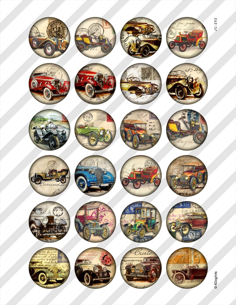 Vintage Car Digital Collage Sheets Printable Downloads - Etsy