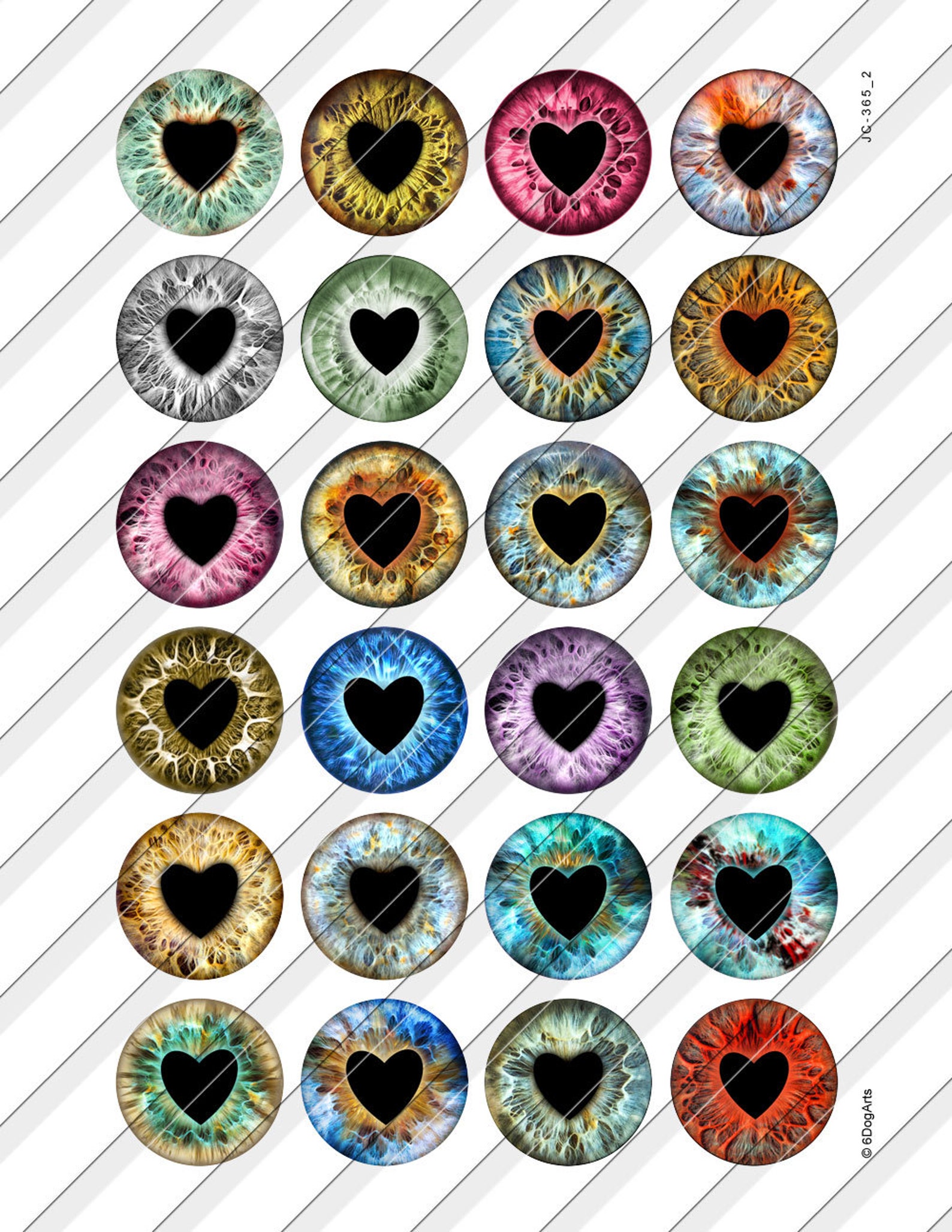 Heart Pupil Doll Eyes Digital Collage Sheets Printable Irises - Etsy