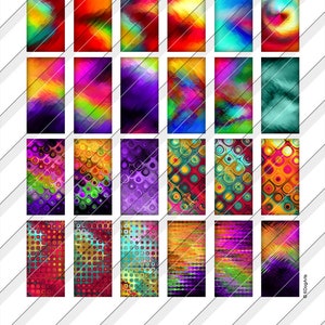 Rainbow Glass Digital Collage Sheets Printable Download for Domino Pendants Crafts 1x2, 19x38mm, 15x30mm and 10x22mm Rectangles JC-312R image 2