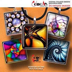 Fractal Art - 1.5"x1.5", 1"x1", 30x30mm, 25x25mm, 15x15mm Squares - Digital Collage Sheets Printable Download Pendants Cabochons JC-001S