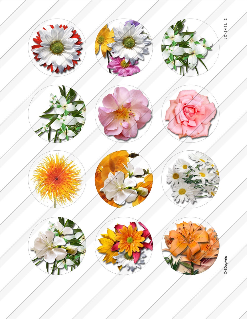 Flower Bouquet Digital Collage Sheets Printable Download for Bottle ...