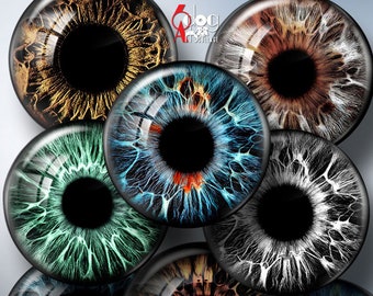 Dark Eyes - SMALL Pupils Digital Collage Sheets 1.5", 1.25", 30mm, 1", 25mm Circles Download JC-404