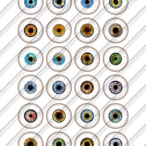 Eyeballs Digital Collage Sheets Printable Irides Download Jewelry, Doll ...