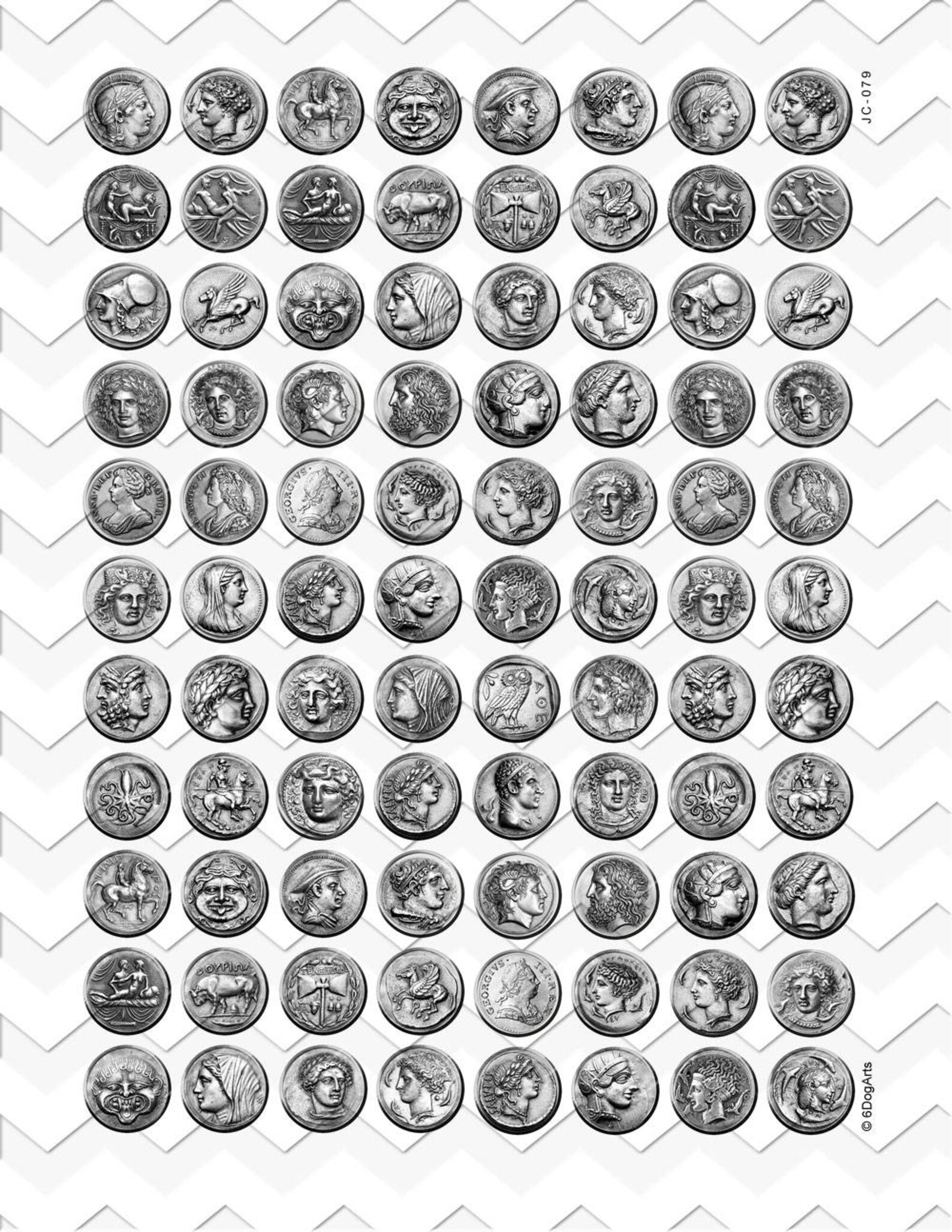 Ancient Coins Digital Collage Sheets Printable Downloads Mini | Etsy