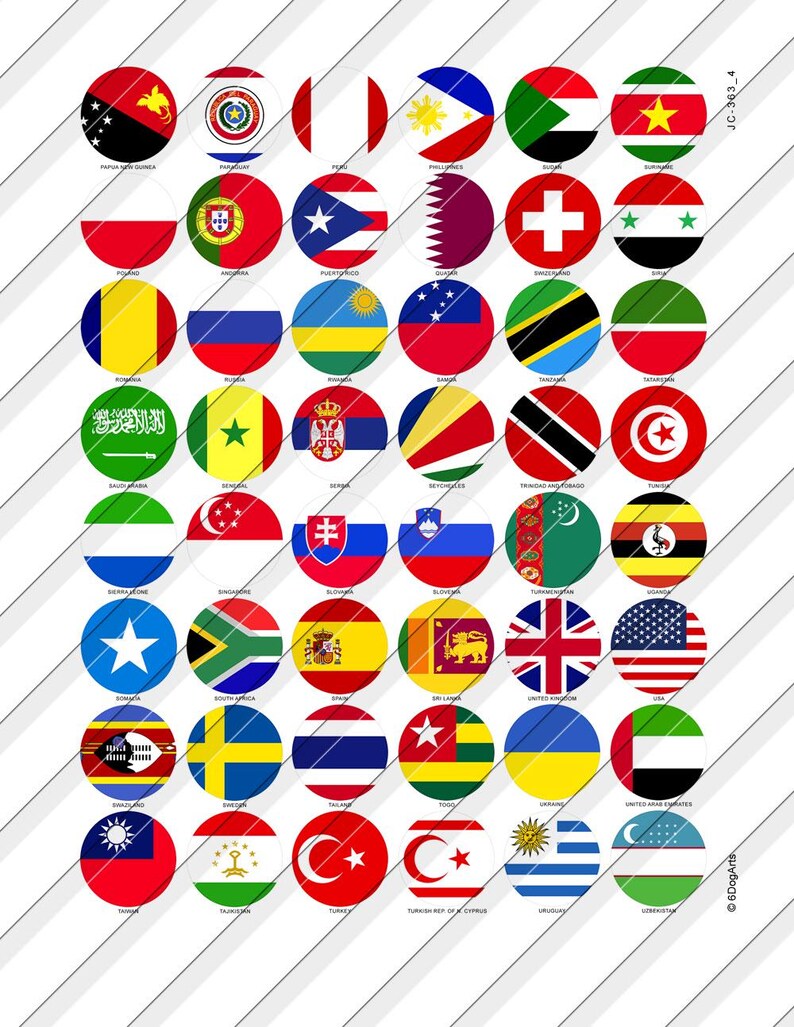 192 World Flags Digital Collage Sheets Printable Downloads for Bottle ...