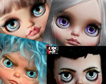 Fantasy Blythe Doll Eye Irises Digital Collage Sheets Printable Irides Glass Cabochons 20mm 18mm 16mm 14mm 12mm 10mm 8mm 6mm Circles JC-387