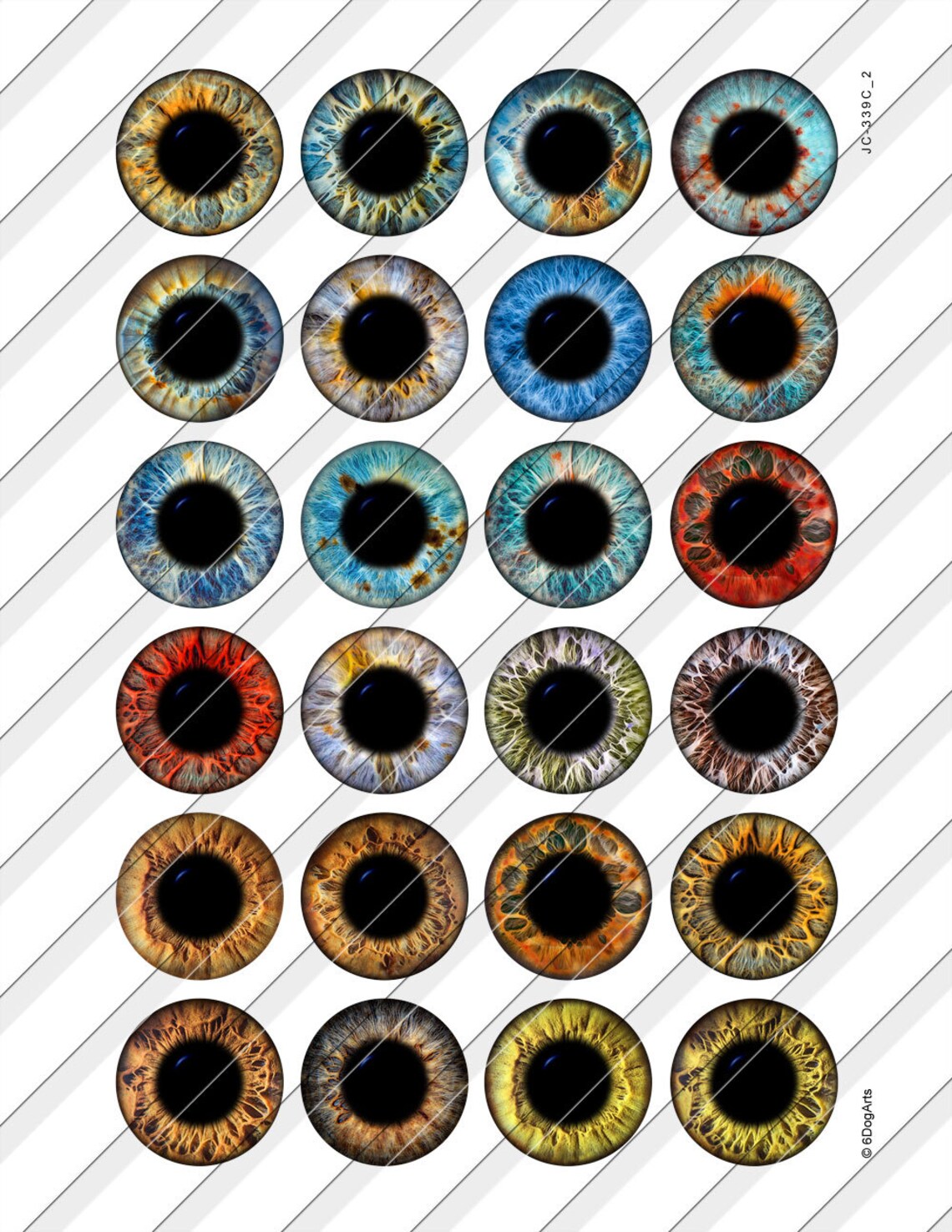 48 Doll Eye Irises W/ MEDIUM Pupils Digital Collage Sheets | Etsy