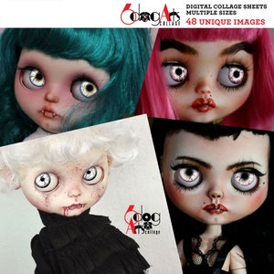 Monster Blythe Eye Irises Digital Collage Sheets Printable Irides Doll Making 20mm, 18mm, 16mm, 14mm, 12mm, 10mm, 8mm, 6mm Circles JC349