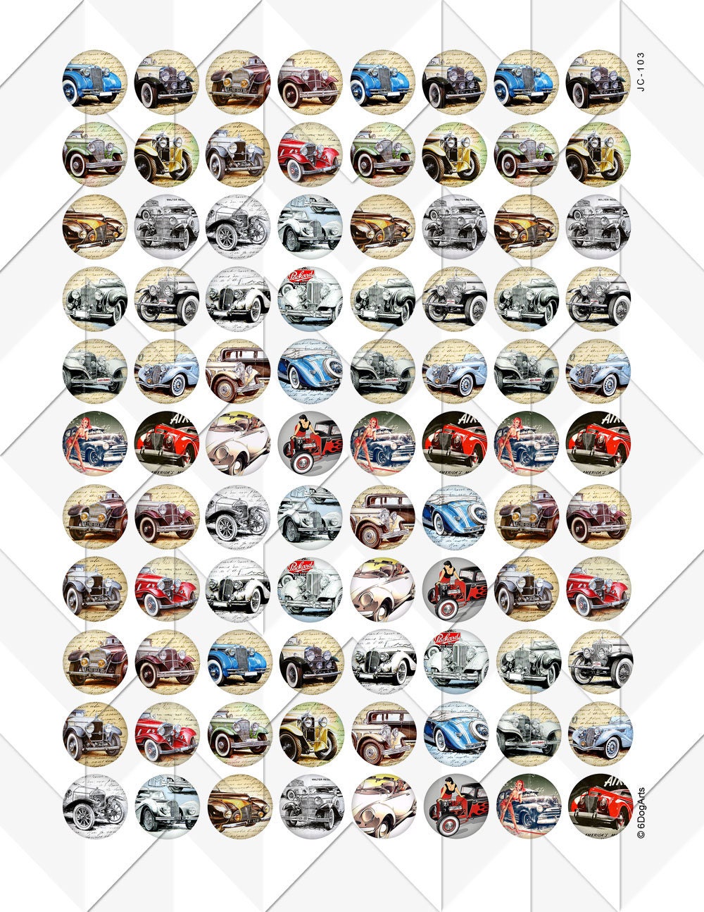 Old Car Digital Collage Sheets Printable Downloads for | Etsy