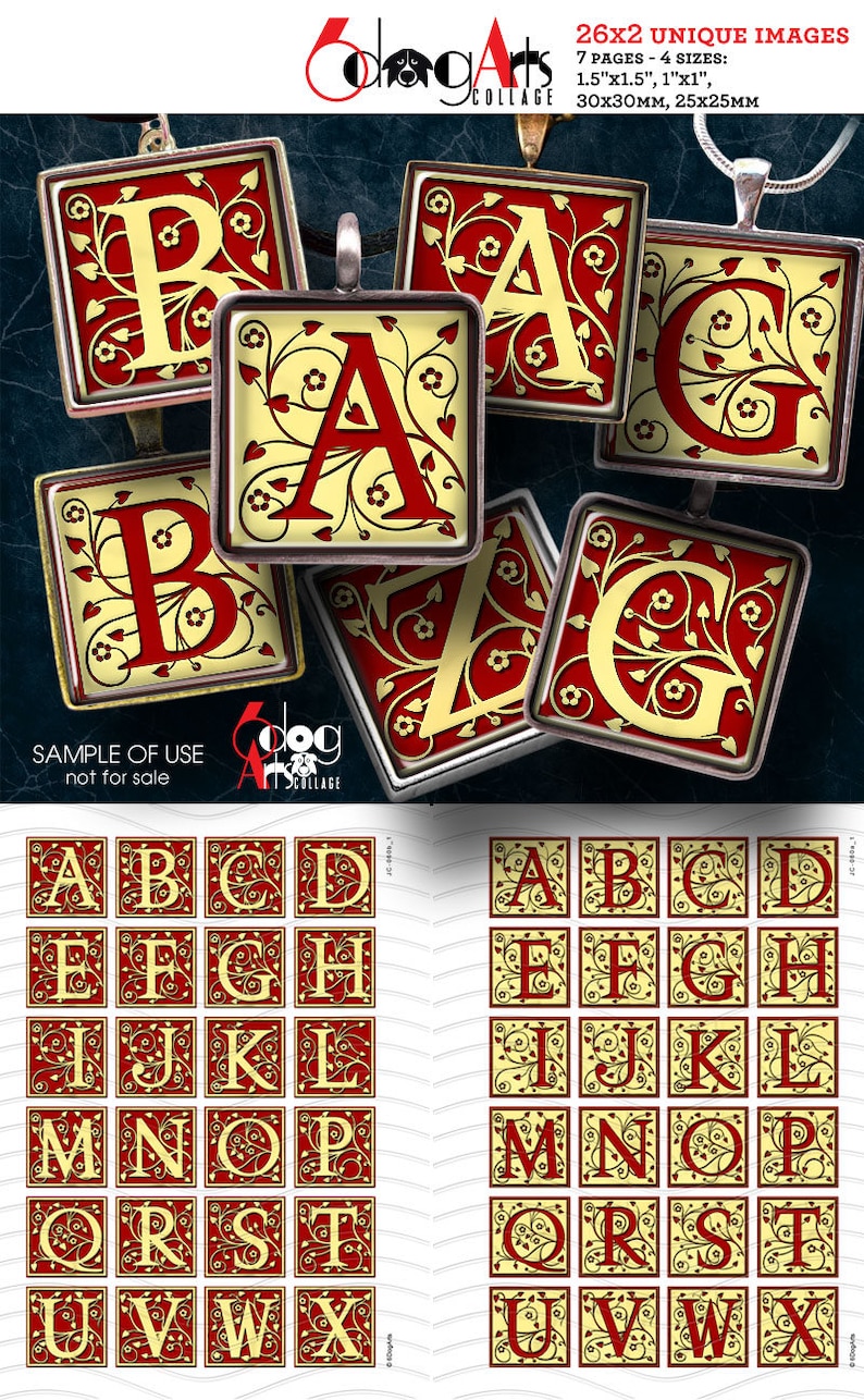 vintage alphabet letters digital collage sheets printable