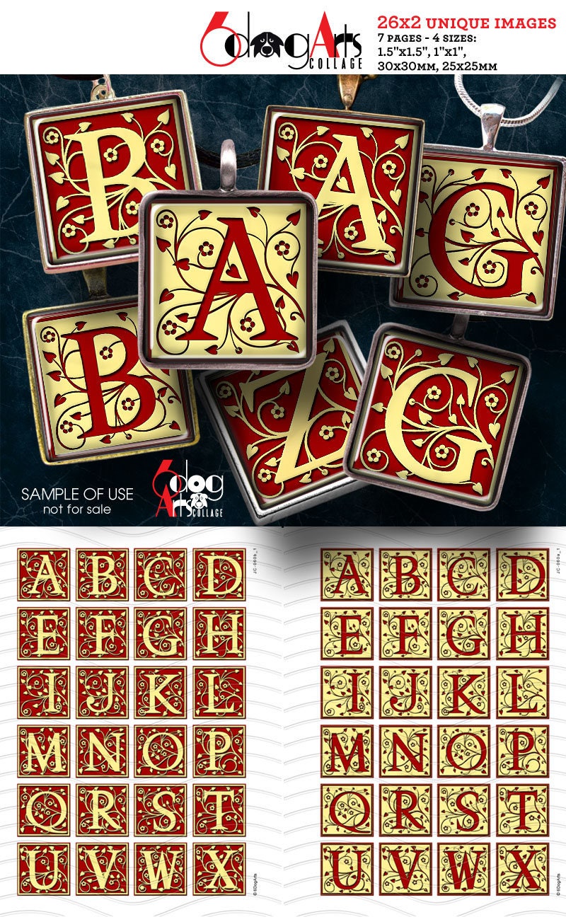 Vintage Alphabet Letters Digital Collage Sheets Printable Download for ...