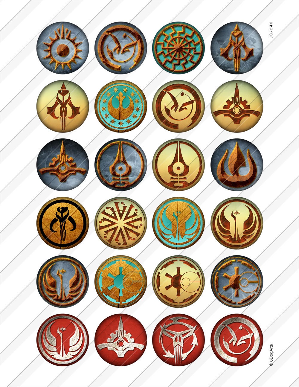 War Roles Emblems Star Wars Emblems Digital Collage Sheets Printable Downloads Mini ...