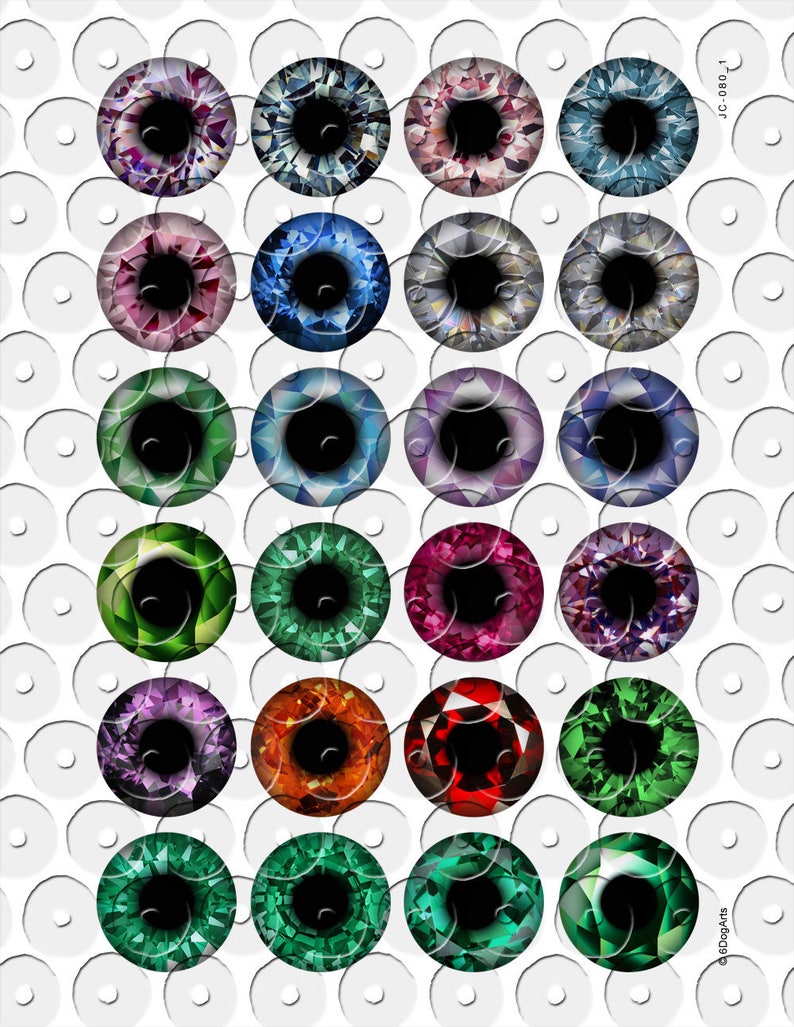 Gemstone Diamond Eyes Digital Collage Sheets Printable Iris Etsy