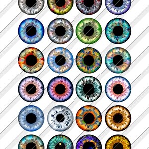 Fantasy Doll Eye Irises Digital Collage Sheets Printable Irides Glass Cabochons Pendants 1.5", 1 ...