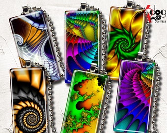 Folhas de colagem digital de arte fractal para download imprimível para artesanato de pingentes de dominó - Retângulos de 1"x2", 19 x 38 mm, 15 x 30 mm e 10 x 22 mm JC-248D