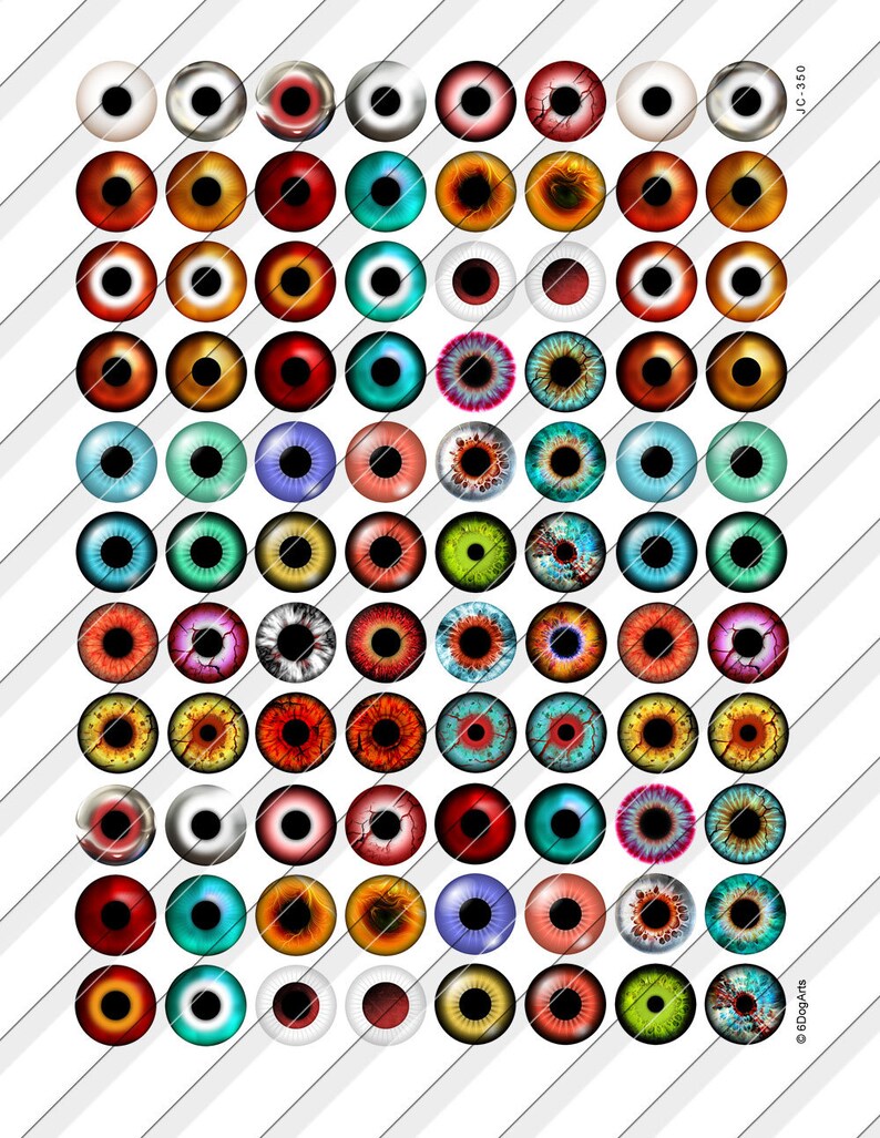 Iprintable Ris Eye Monster Blythe Eye Irises Digital Collage Sheets Printable 20mm-6mm ...