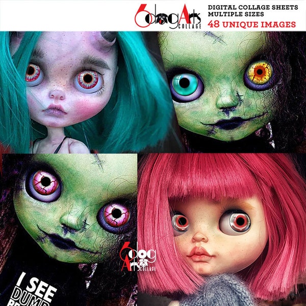 Monster Blythe Eye Irises Digital Collage Sheets Printable 20mm-6mm Circles JC350