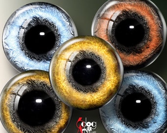 Realistic Dog Eyes Digital Collage Sheets Printable Irides Download Jewelry, Doll Making 1.5", 1.25", 1", 30mm, 25mm Circles JC-398
