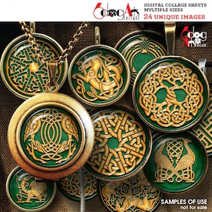 Celtic Designs Digital Collage Sheets Printable Download for Bottle Caps Pendants Crafts 40mm, 1.5&quot;, 1.25&quot;, 1&quot;, 30mm, 25mm Circles JC-078