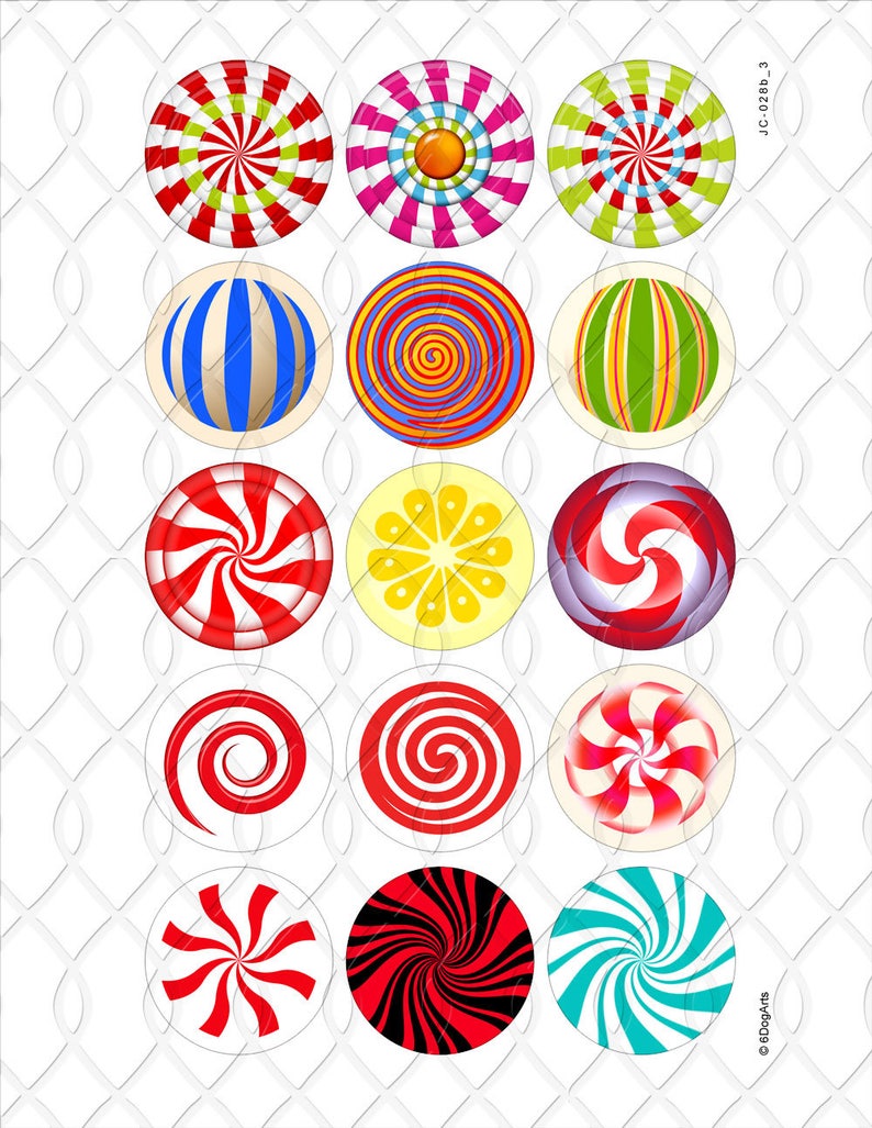 Peppermint Candy Digital Collage Sheets Printable Downloadable Etsy