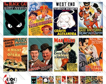 24 Vintage Movie Posters 3 Pages - 2.5"x3.5" ATC ACEO Cards Digital Collage Sheets Printable Download for Scrapbooking, Paper Crafts JC-161
