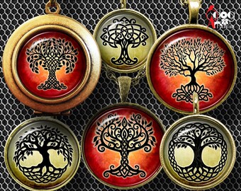 Keltische Baum des Lebens Digital Collage Sheets Printable Download Kronkorken Anhänger Handwerk 40 mm, 1,5", 1,25", 1", 30 mm, 25 mm Kreise JC-082C