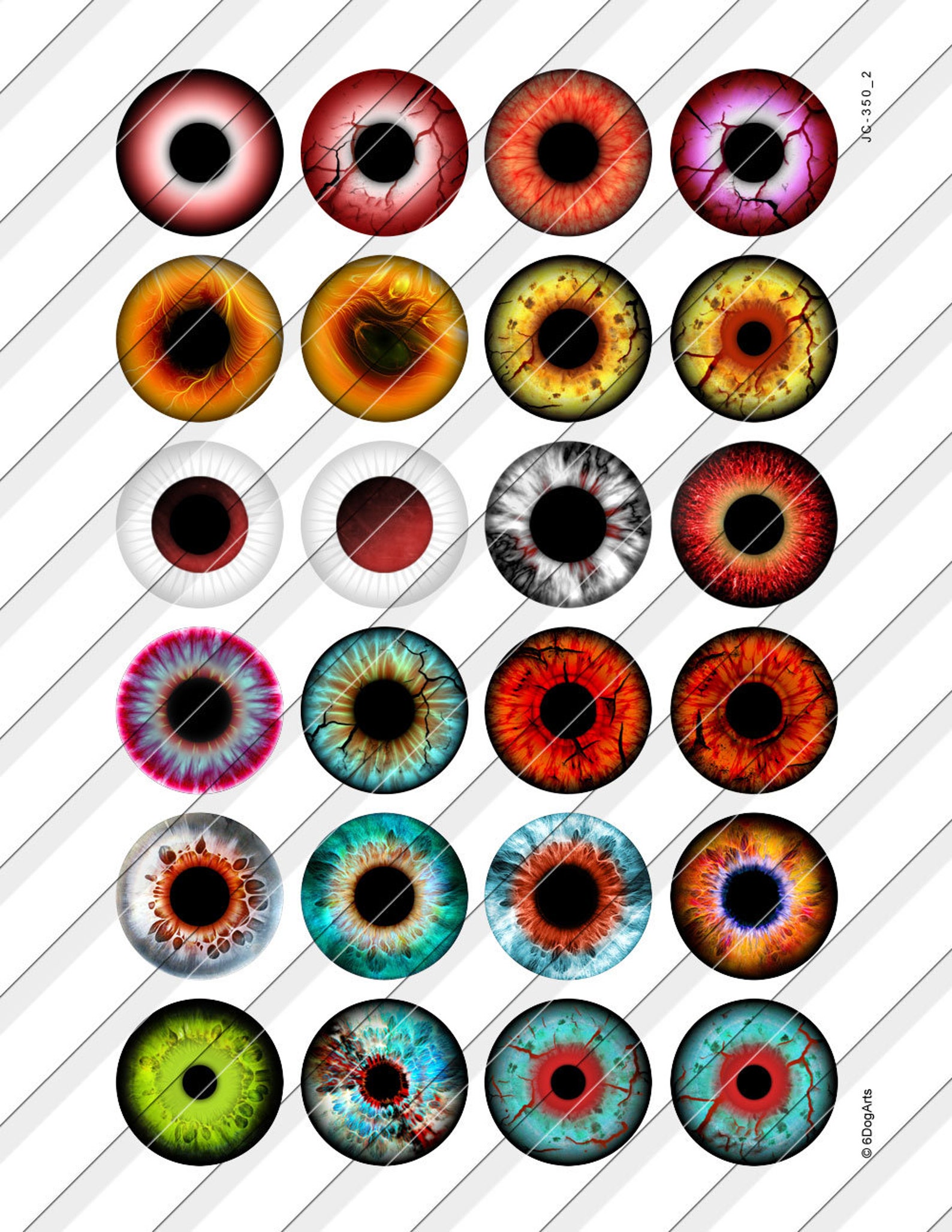 Iprintable Ris Eye Monster Blythe Eye Irises Digital Collage Sheets Printable 20mm-6mm ...