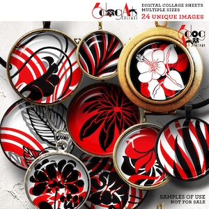 Floral Designs Digital Collage Sheets Printable Download for Mini Bottle Caps Pendants Paper Crafts 20, 18, 16, 14, 12mm Circles JC-009