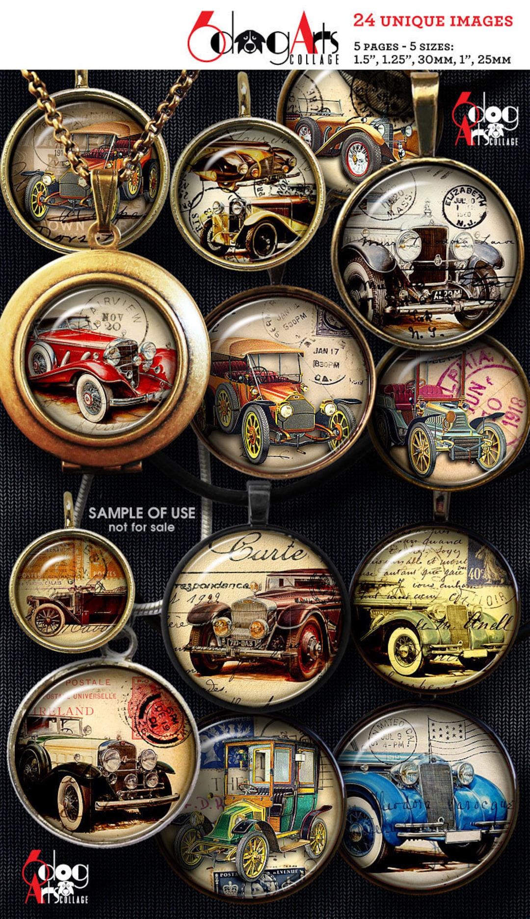 Vintage Car Digital Collage Sheets Printable Downloads - Etsy