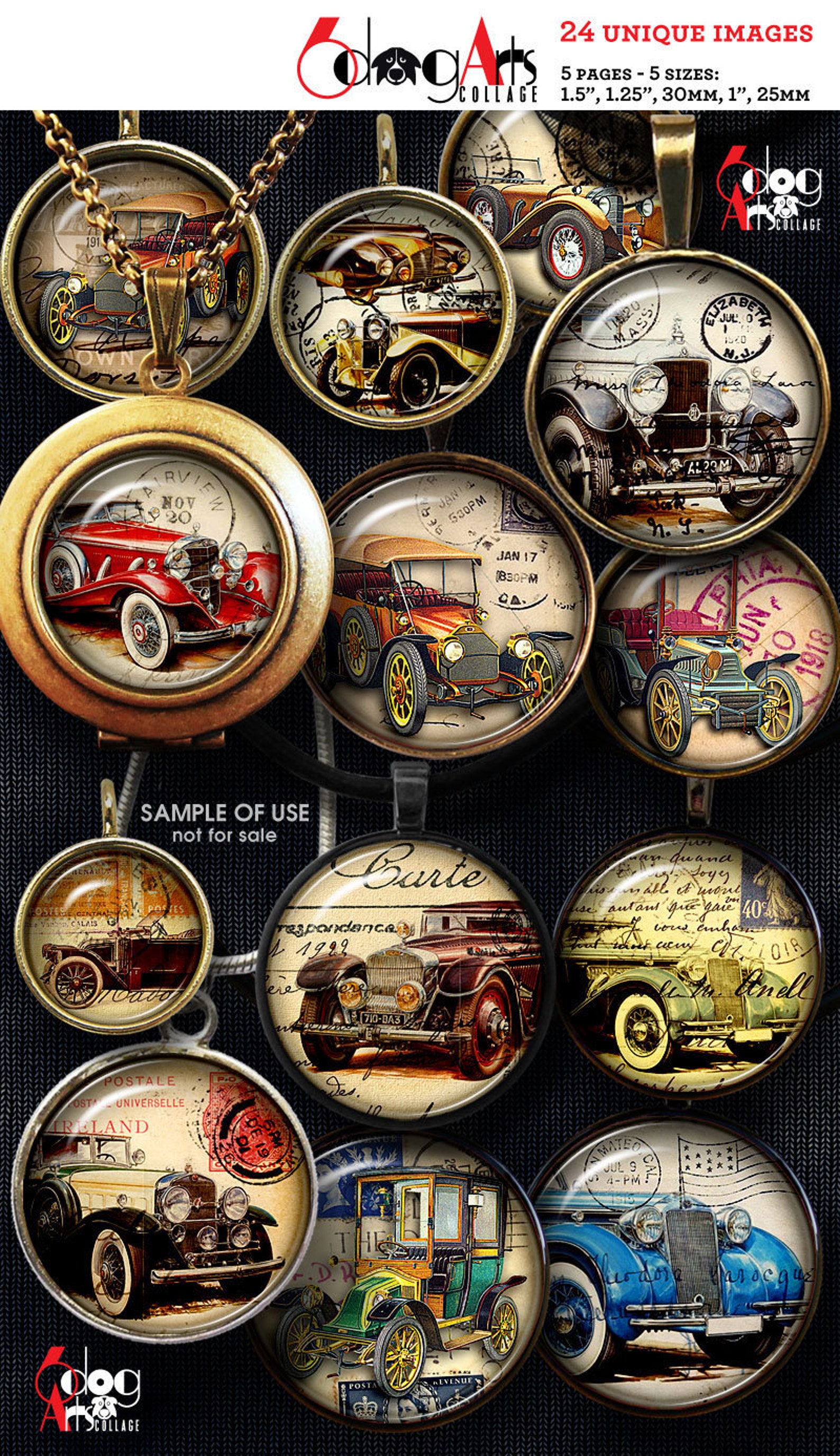 Vintage Car Digital Collage Sheets Printable Downloads - Etsy