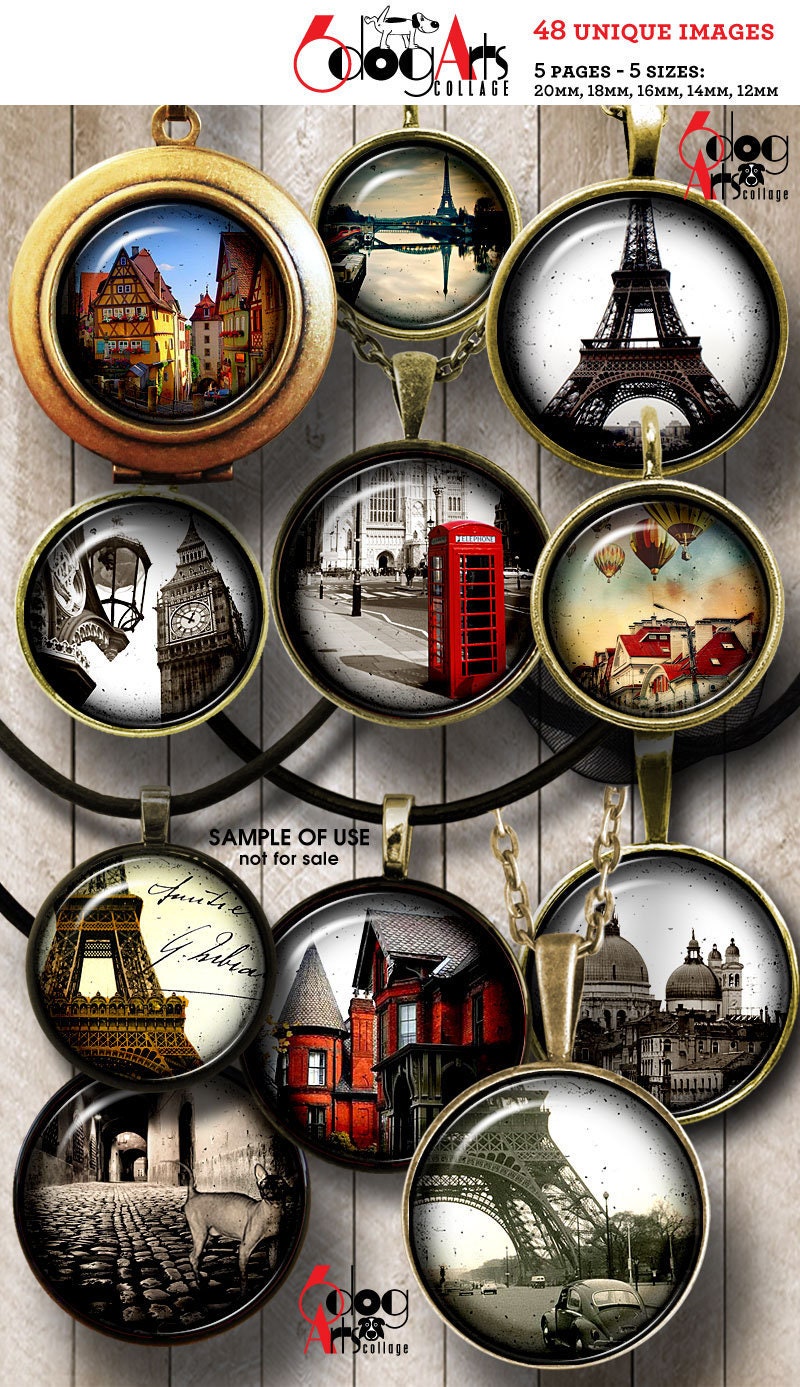 Europe Eiffel Tower Big Ben Notre Dame De Paris Digital Collage Sheets ...