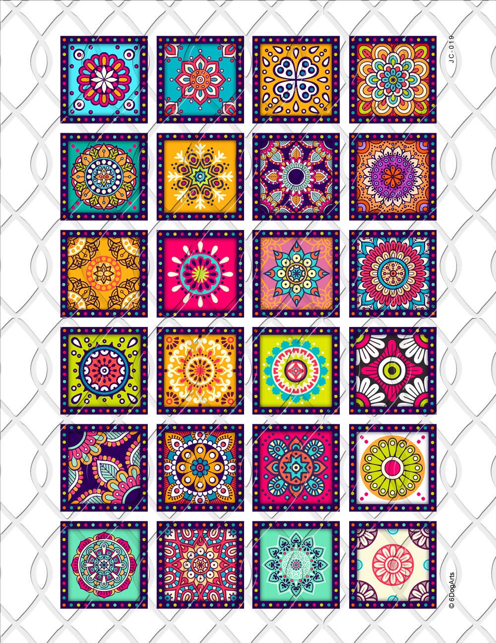 Folk Art Tiles 1.5x1.5 1x1 Etsy