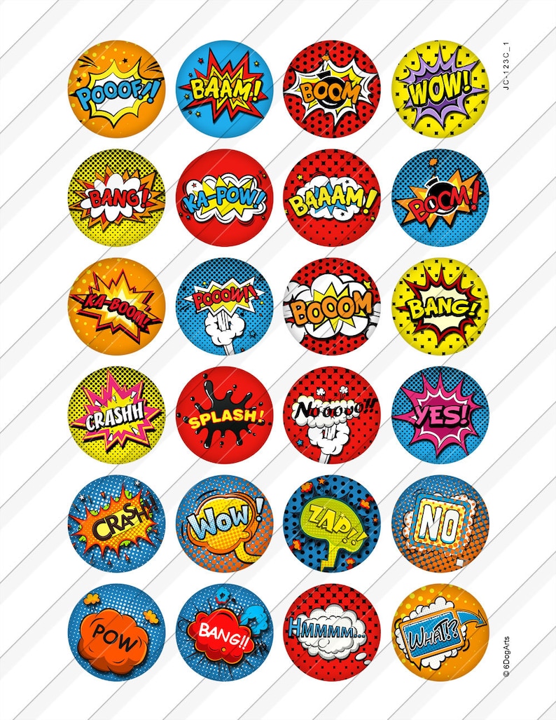Comic Book Exclamations Digital Collage Sheets Printable Etsy