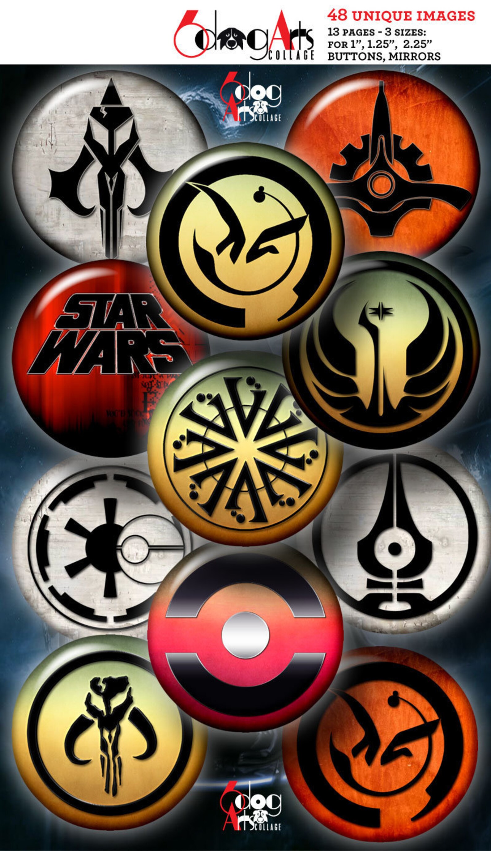 Star Wars Emblems Digital Collage Sheets 2.625 - Etsy