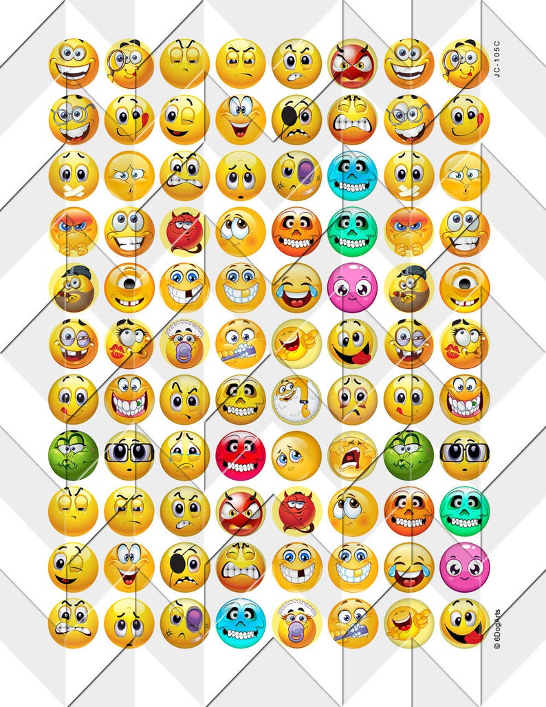 Smileys Emoji Digital Collage Sheets Printable Downloads for | Etsy