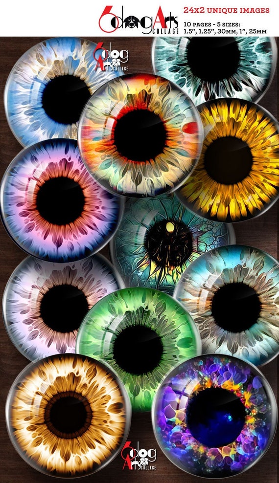 Fantasy Doll Eye Irises Digital Collage Sheets Printable | Etsy