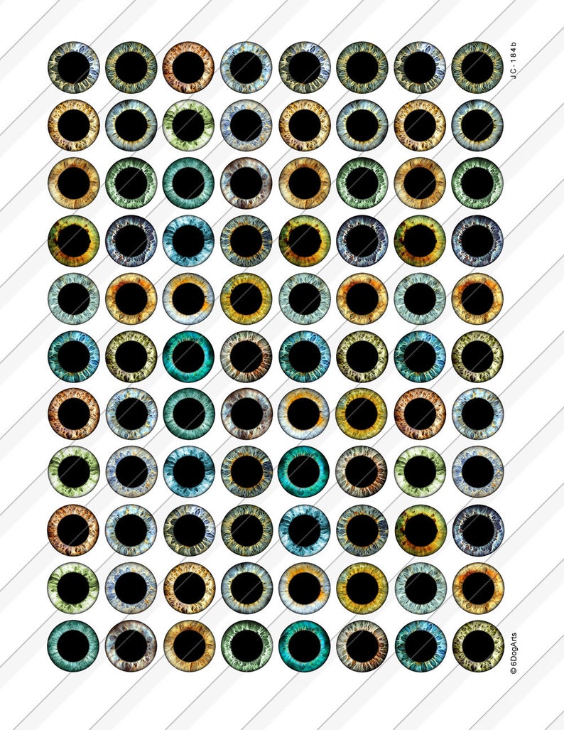 Realistic Eyes printable Digital Collage Sheets - 14mm 12mm - Instant Download for doll making, Blythe dolls by 6DogArts on Etsy