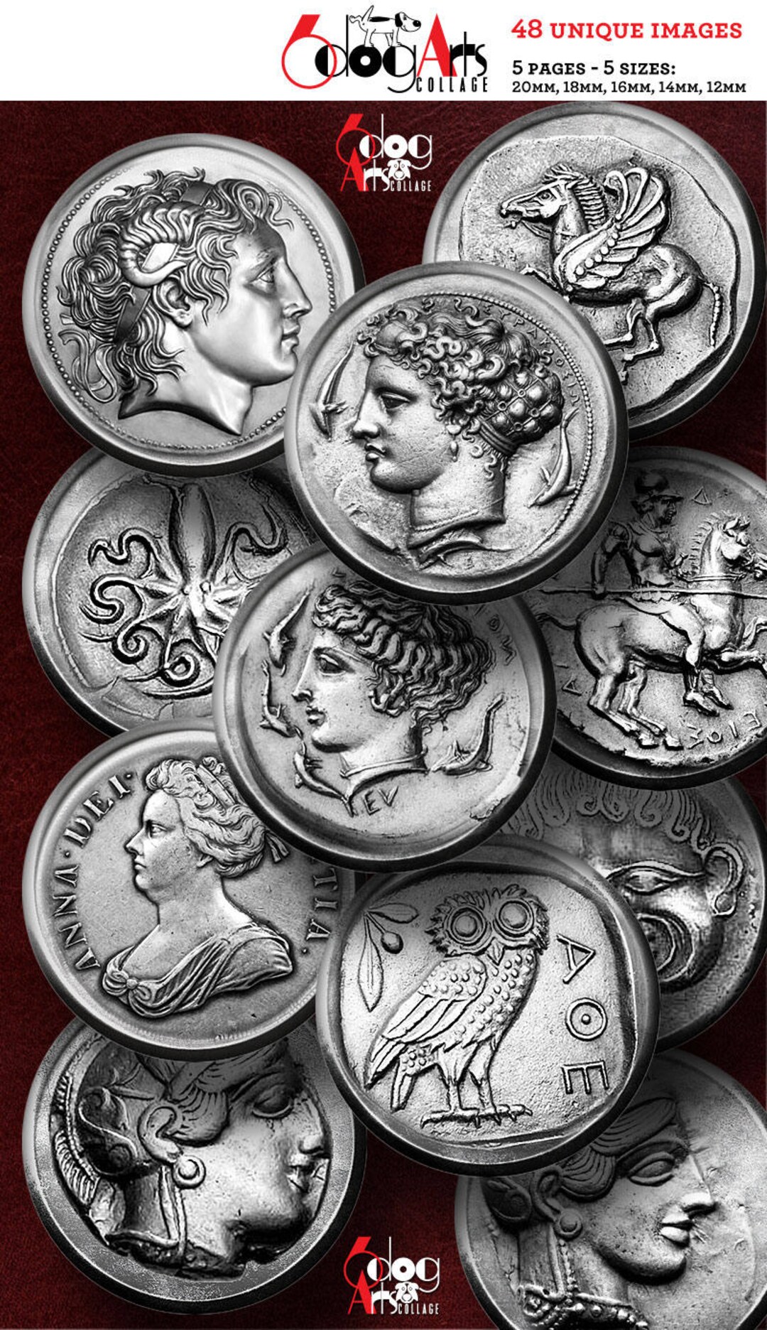 Ancient Coins Digital Collage Sheets Printable Downloads Mini - Etsy