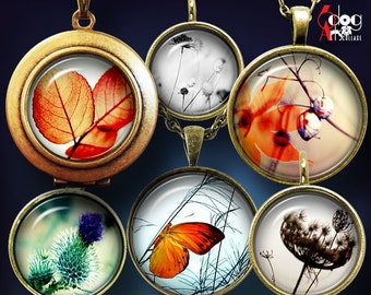 Autumn Morning Digital Collage Sheets Printable Download - Pendants Glass Cabochons Paper Crafts 1.5", 1.25", 1", 30mm, 25mm Circles JC-266