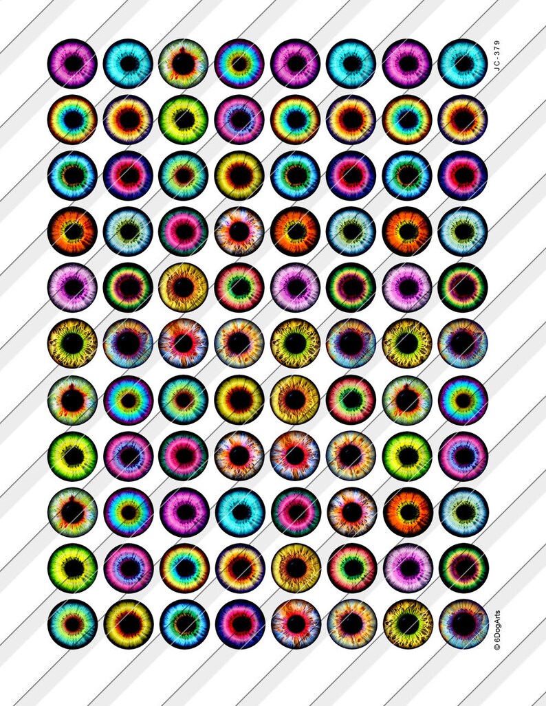 Realistic Eyes printable Digital Collage Sheets - 1 inch circles, 14mm 12mm - Instant Download for doll making, Blythe dolls by 6DogArts on Etsy