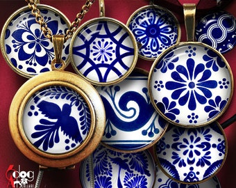 Digital Collage Sheets Mexican Talavera Tiles for Pendants Cabochons Download 20mm, 18mm, 16mm, 14mm, 12mm Printable Circles JC-024C