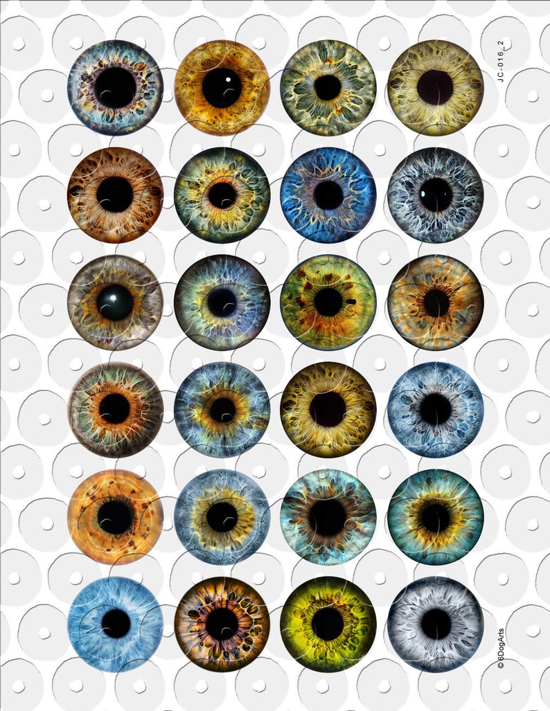Realistic Eye Irides for Blythe Doll Making - digital collage sheets to download and print - by 6DogArtsCollage on Etsy.