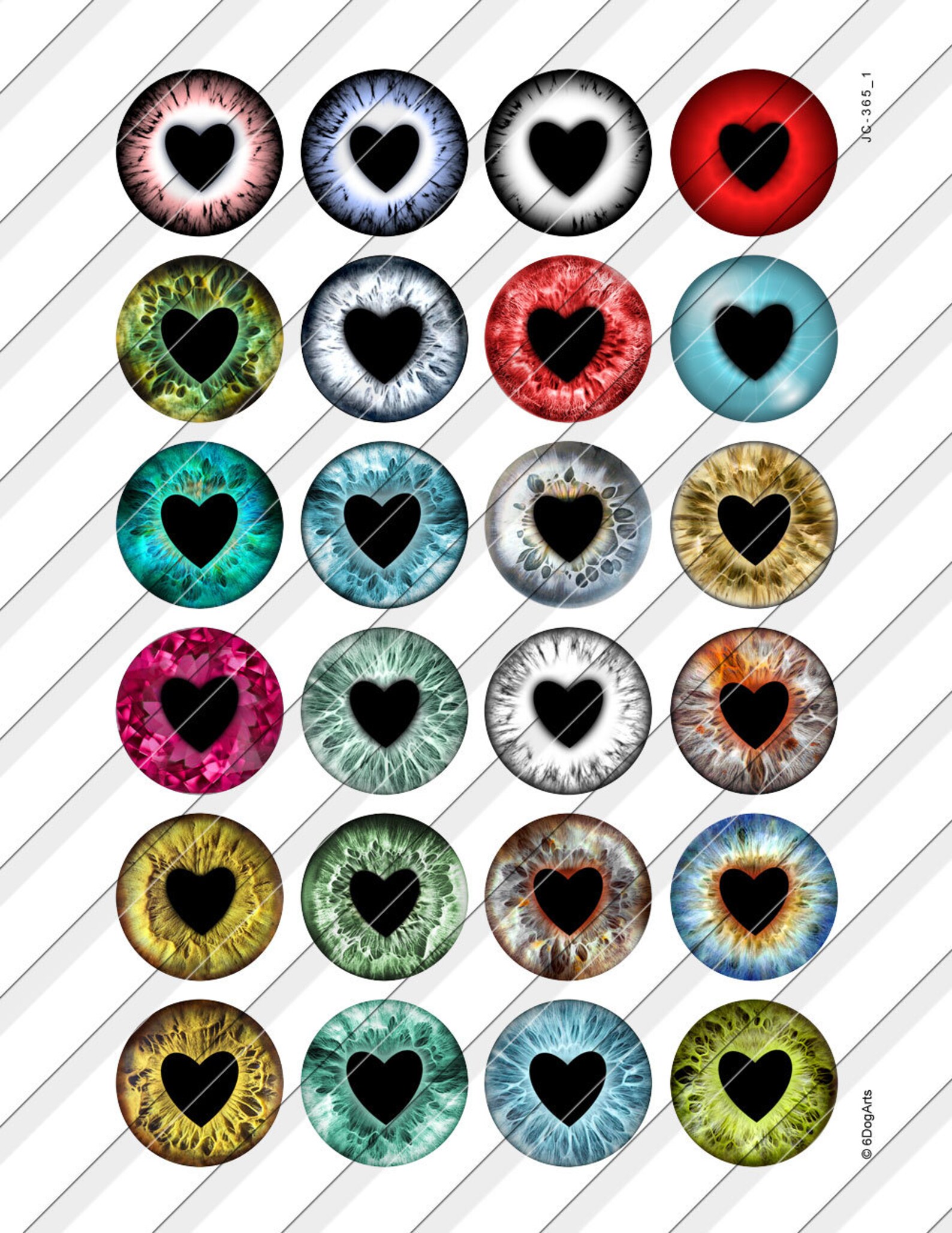 Heart Pupil Doll Eyes Digital Collage Sheets Printable Irises - Etsy