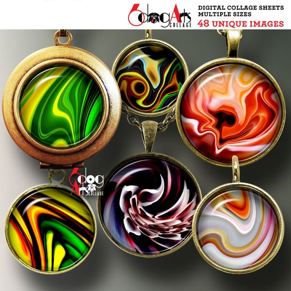 Marbles Digital Collage Sheets Printable Downloadable 20mm, 18mm, 16mm, 14mm, 12mm Circles for Glass Cabochons Pendants Earrings JC-281C