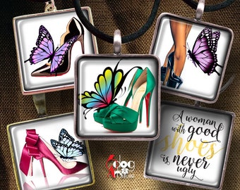 High Heels - 1.5"x1.5", 1"x1", 30x30mm, 25x25mm, 15x15mm Squares Digital Collage Sheets Printable Download Pendants Cabochons Crafts JC-004S