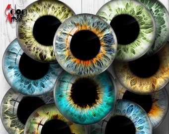 Blythe Eyes w/ MEDIUM pupils Digital Collage Sheets Printable Download for Doll Making 20mm-8mm Circles JC-184