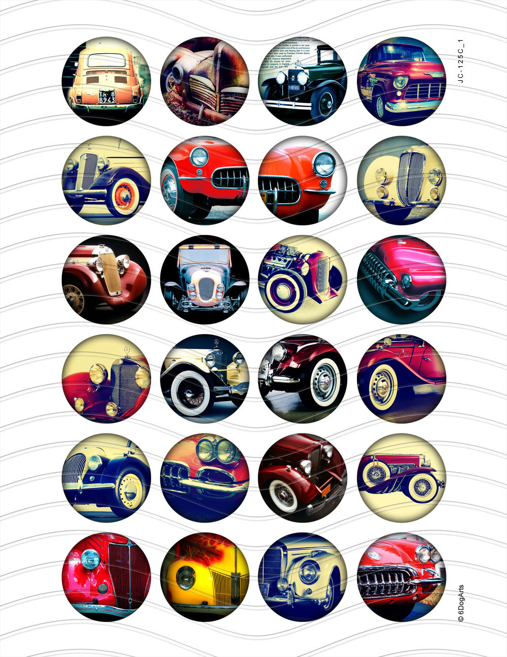 Retro Car Digital Collage Sheets Printable Downloads for Pendants ...
