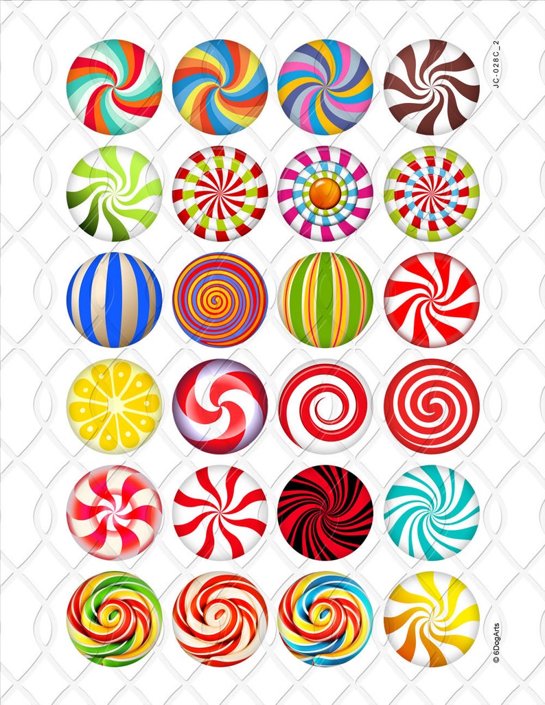 Peppermint Candy Digital Collage Sheets Printable Download for Etsy