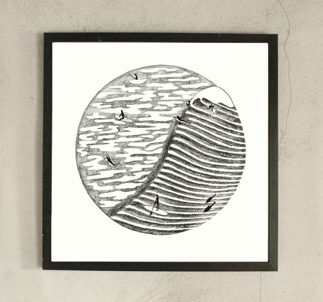Tide nor Time Print, Pencil Drawing, Surf Print, Yin Yang - Etsy